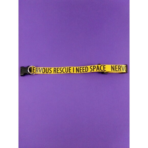 20'' Yellow & Black Nervous Rescue I Need Space Dog Collar - Picture 4 of 5